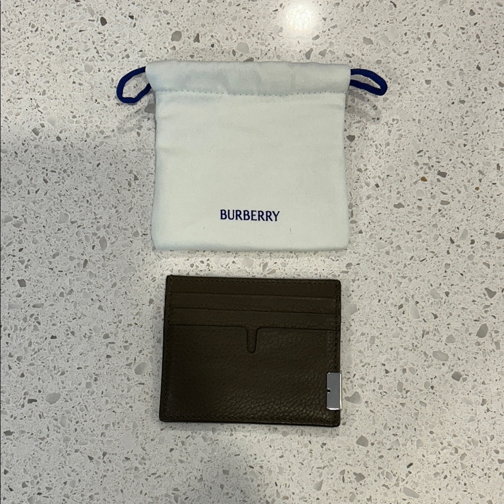 Burberry Dark Brown Leather Slim Card Holder Wallet